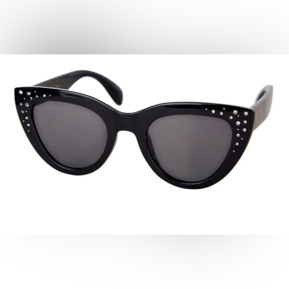 Betsey Johnson Rhinestone Rainbow Bling Cateye Sunglasses new w/box! - Picture 1 of 11